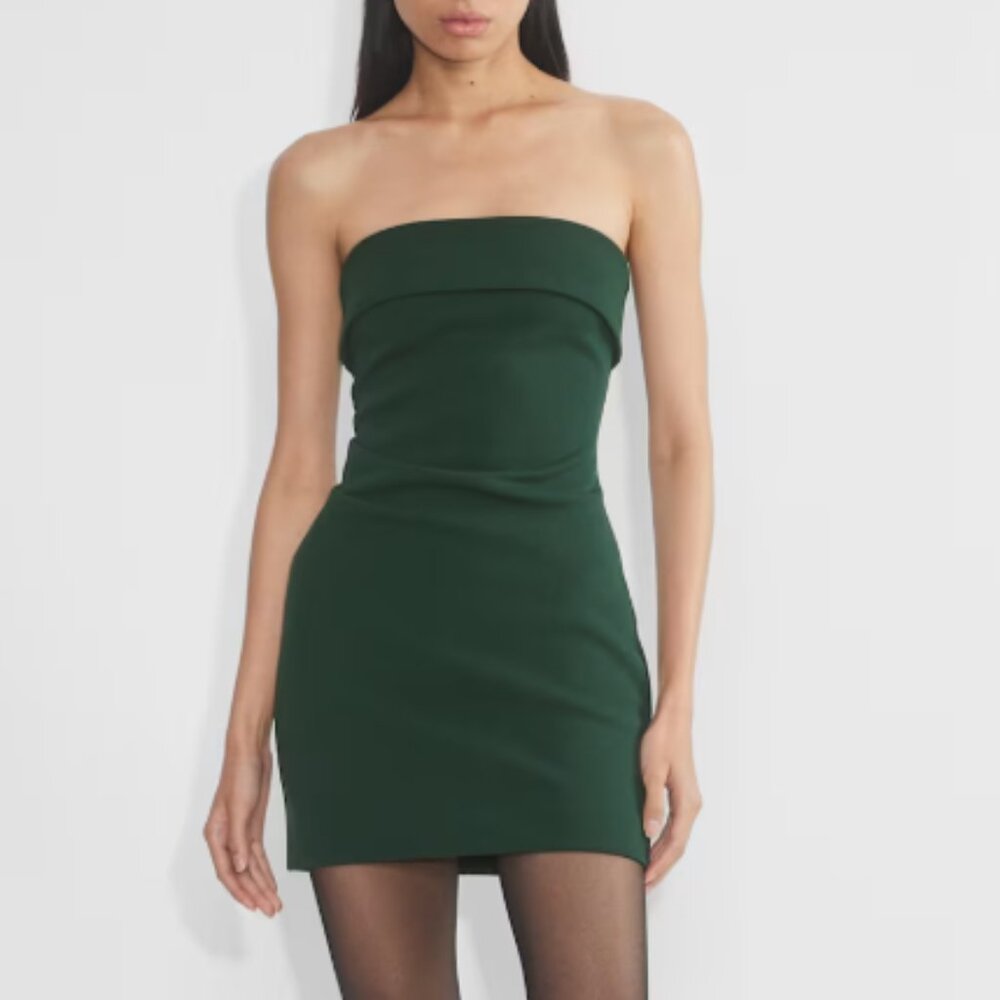 Aritzia Babaton FigureKnit Eyecatcher Mini Dress, Dark Green, Size Small